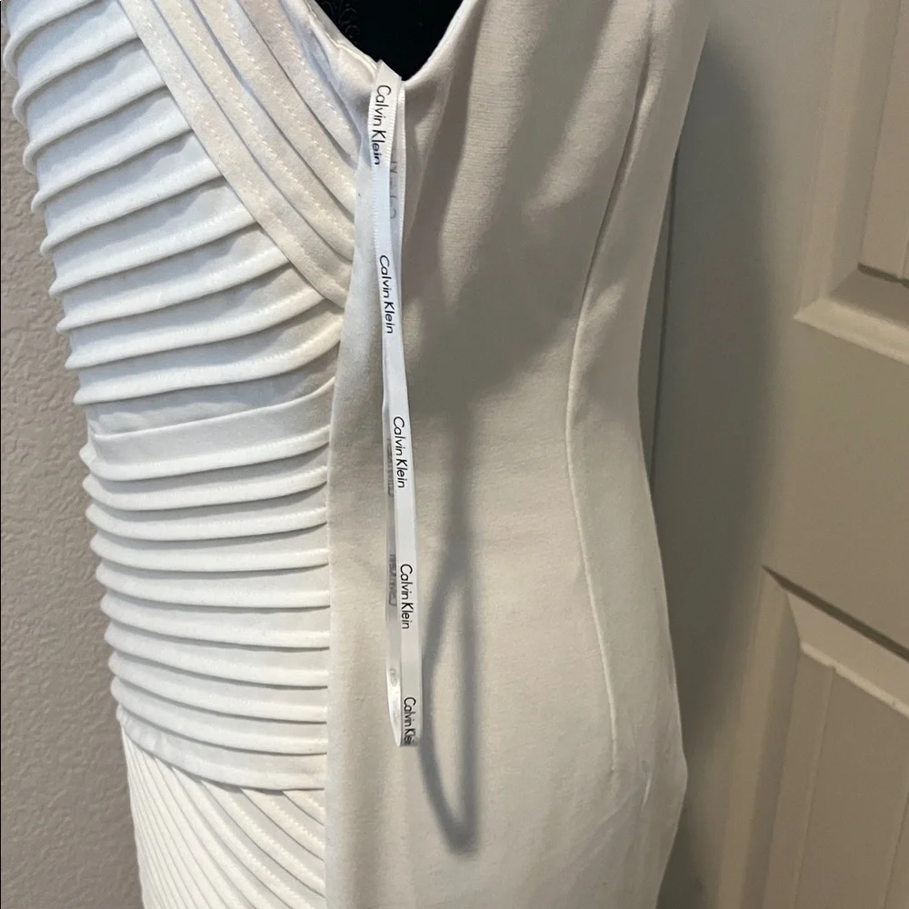 Calvin Klein Textured White Midi Dress - Picture 3 of 5